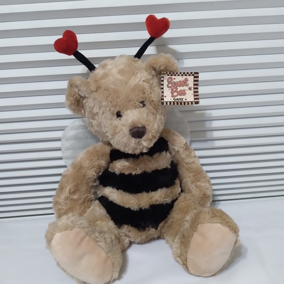 Ganz Sweet Bee Plush Bear Stuffed Animal Heart Antennae Brown With Black Stripes - Picture 1 of 6